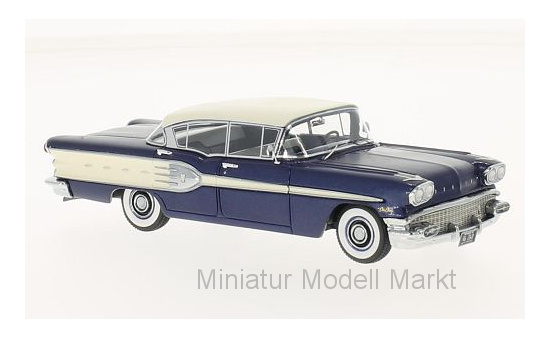 Neo 46260 Pontiac Star Chief 4-Door Sedan, metallic-dunkelblau/weiss, 1958 1:43