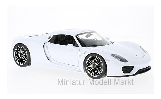 Welly 18051H-White Porsche 918 Spyder, weiss/schwarz, Hard Top, ohne Vitrine, 2011 1:18