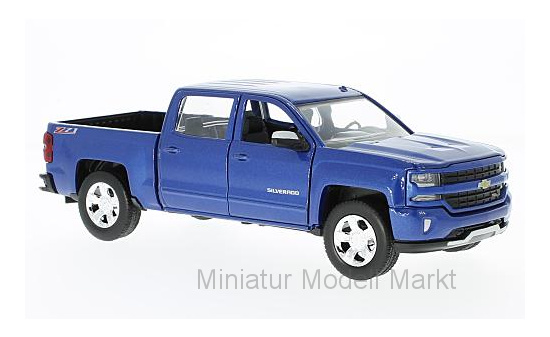 Motormax 79348BLUE Chevrolet Silverado 1500 LT - Z71, blau, Maßstab:1:27, Doppelkabine mit kurzer Ladefläche, 2017 1:24