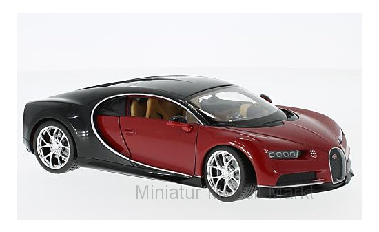 Welly 24077RED Bugatti Chiron, rot/schwarz, 2016 1:24