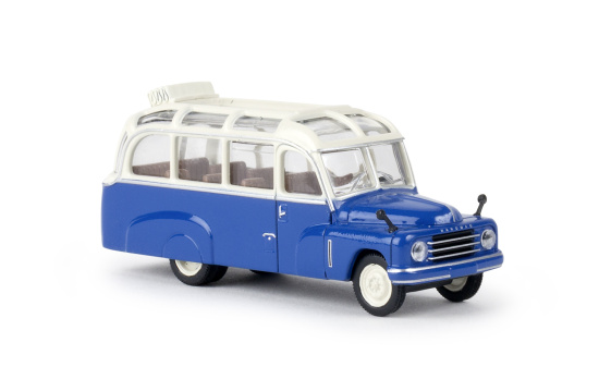 Brekina 58181 Hanomag L 28, weiss/blau, Lohner-Bus 1:87