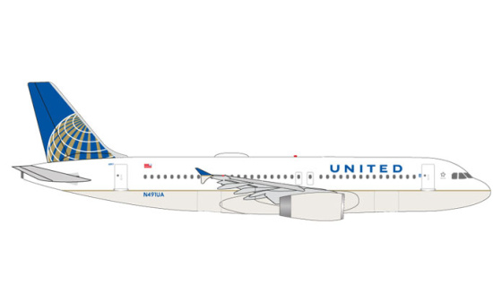 Herpa 531252 United Airlines Airbus A320 - N491UA - Vorbestellung 1:500