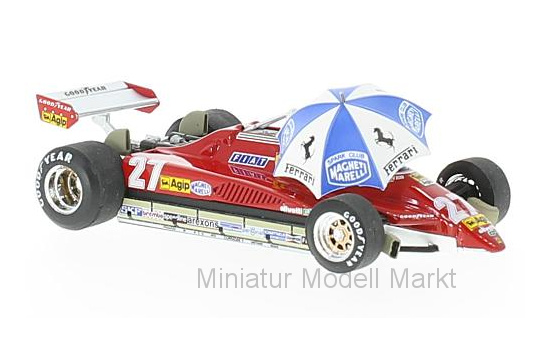 Brumm R593-CHU Ferrari 126 C2 Turbo, No.27, Formel 1, GP Brasilien, mit Fahrerfigur und Regenschirm, G.Villeneuve, 1982 1:43
