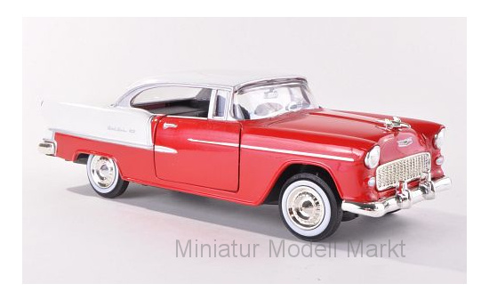 Motormax 73229RED Chevrolet Bel Air, rot/weiss, ohne Vitrine, 1955 1:24