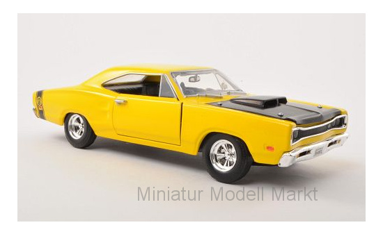 Motormax 73315YELLOWBLACK Dodge Coronet Super Bee, gelb/schwarz, ohne Vitrine, 1969 1:24