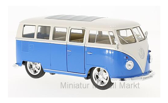 Welly 22095LR-BLUE VW T1 Bus Low Rider, blau/weiss, 1963 1:24