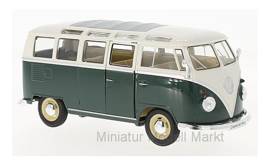 Welly 22095SG-GREEN VW T1 Samba, dunkelgrün/weiss, 1963 1:24