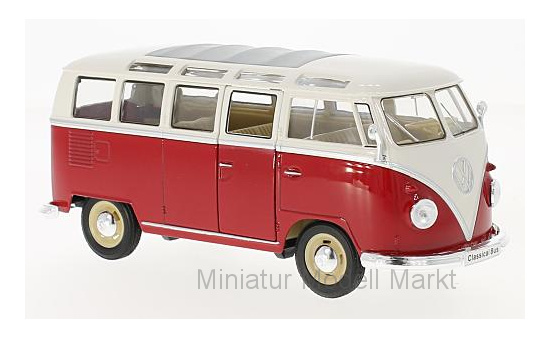Welly 22095SG-RED VW T1 Samba, rot/weiss, 1963 1:24