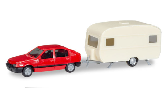 Herpa 013420 Herpa MiniKit: Opel Kadett E GLS mit Wohnanhänger - Vorbestellung 1:87