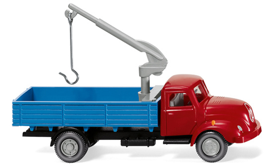 Wiking 042002 Pritschen-Lkw mit Ladekran (Magirus S 3500) - rot/blau 1:87