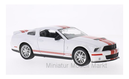 Lucky Die Cast 24208WHITE Shelby GT 500, weiss, mit roten Streifen, 2007 1:24