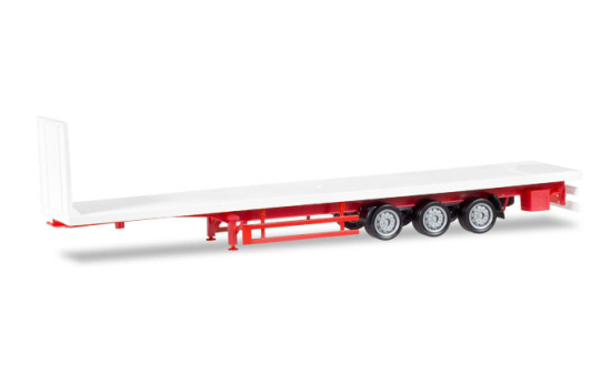 Herpa 076845 Lowliner-Flachbett-Auflieger 3-achs, weiß 1:87