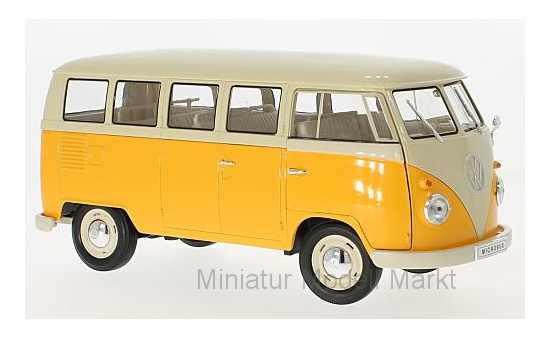 Welly 18054YELLOW VW T1 Bus, dunkelgelb/beige, 1963 1:18