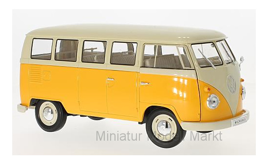 Welly WEL18054YELLOW VW T1 Bus - dunkelgelb , beige 1:18