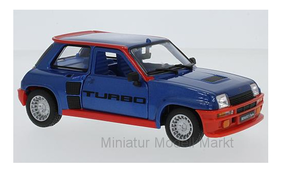 Bburago 18-21088BLUE Renault 5 Turbo, metallic-blau, 1982 1:24