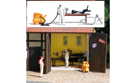 Busch 7811 A-Set:Hinterhof Lackierer - Vorbestellung 1:87