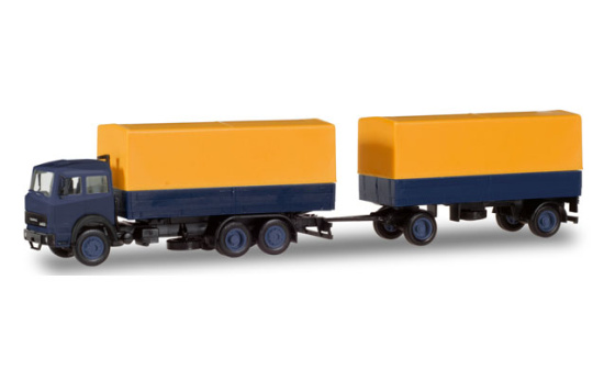 Herpa 309578 Iveco Magirus Planen/Hängerzug, gelb/blau 1:87