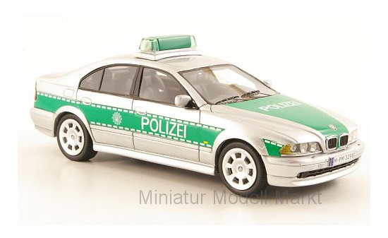 Neo 43298 BMW 530i (E39), silber/grün, Polizei, 2002 1:43