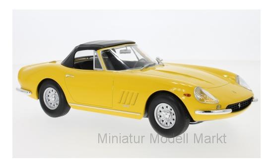 KK-Scale 180232 Ferrari 275 GTB/4 NART Spyder, gelb, Softtop liegt ein, 1967 1:18