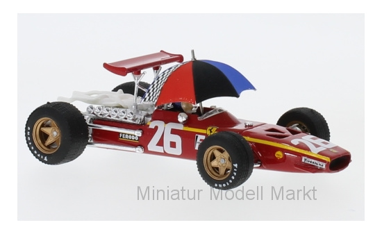 Brumm R171-CHU Ferrari 312 F1, No.26, Formel 1, GP Frankreich, mit Fahrer und Regenschirm, J.Ickx, 1968 1:43