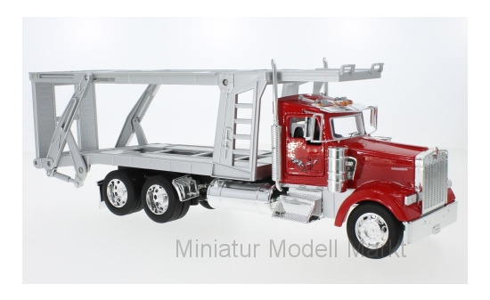 Welly 32661RED Kenworth W900, rot/silber, Autotransporter 1:32