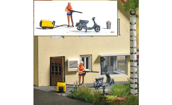 Busch 7833 A-Set: Motorrollerwäsche - Vorbestellung 1:87