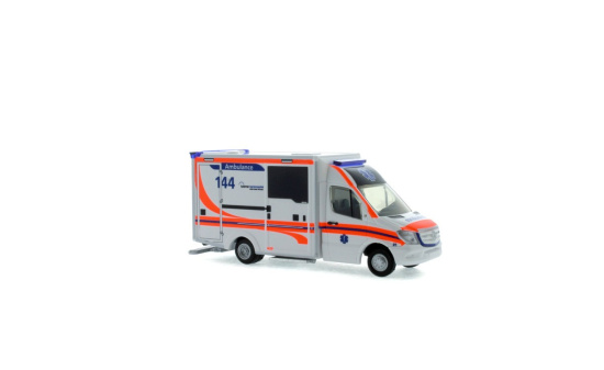 Rietze 76104 WAS Design-RTW Facelift Ambulance Kantonsspital Luzern (CH), 1:87 1:87