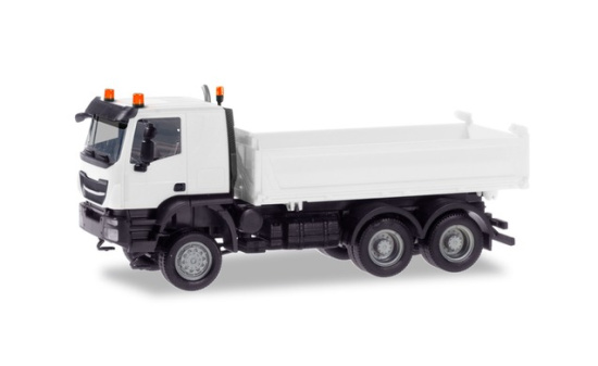 Herpa 013673 Herpa MiniKit: Iveco Trakker Meiller Kipper, weiß 1:87