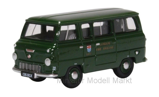 Oxford 76FDE016 Ford 400E Minibus, grün,  London Fire Brigade 1:76