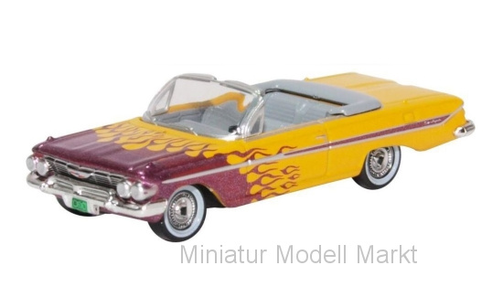 Oxford 87CI61004 Chevrolet Impala Convertible, gelb/metallic-violett, Hot Rod, 1961 - Vorbestellung 1:87