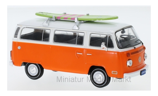 IXO CLC302 VW T2 Bus, orange/weiss, mit Surfboard, 1975 1:43
