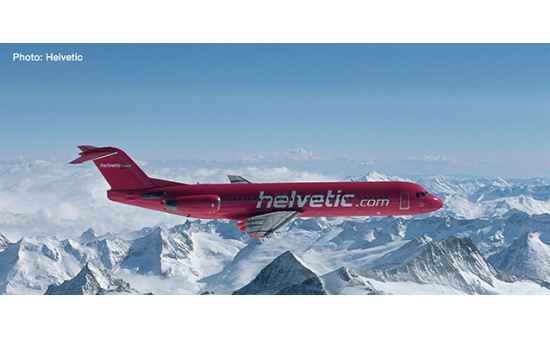 Herpa 559966 Helvetic Fokker 100 1:200