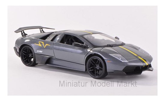 Motormax 73350MET-GREY Lamborghini Murcielago LP670-4 SV, metallic-grau/matt-schwarz 1:24