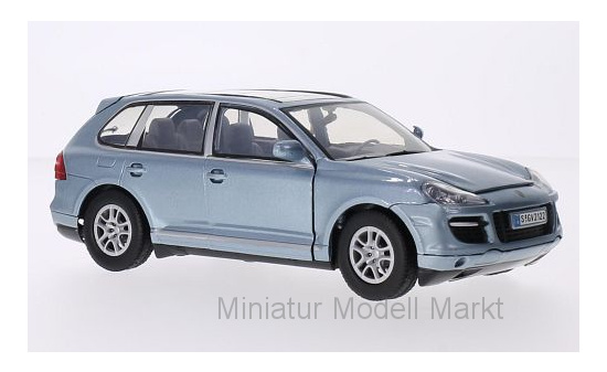 Motormax 73345MET-BLUE Porsche Cayenne Turbo, metallic-hellblau 1:24