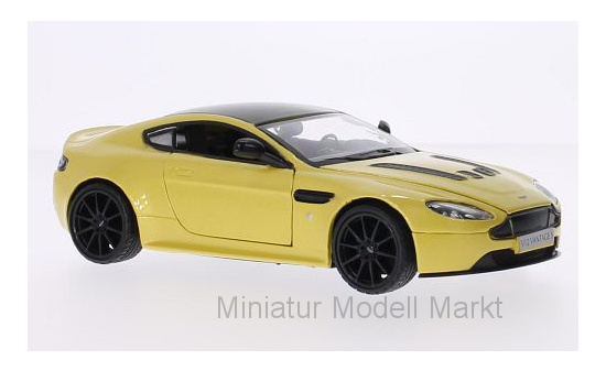 Motormax 79322Met-YELLOW Aston Martin V12 Vantage S, metallic-gelb/schwarz, 2013 1:24
