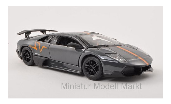 Bburago 18-22120MET-GREY Lamborghini Murcielago LP 670-4 SV, metallic-grau/orange 1:24