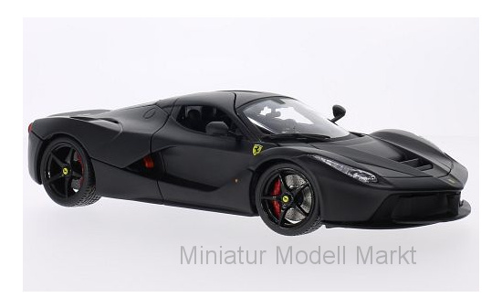 Bburago 18-16901MATT-BLACK Ferrari LaFerrari, matt-schwarz 1:18