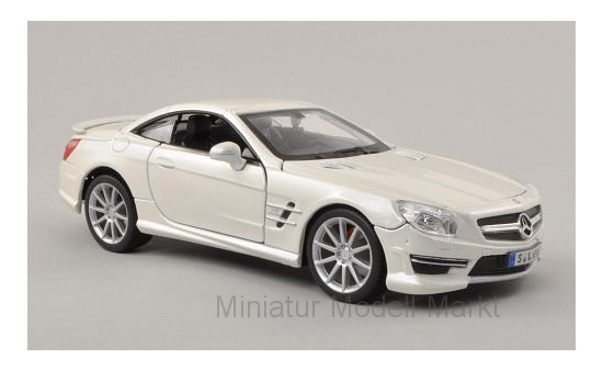 Bburago 18-21066MET-WHITE Mercedes SL 65 AMG (R231), metallic-weiss, Verdeck geschlossen 1:24