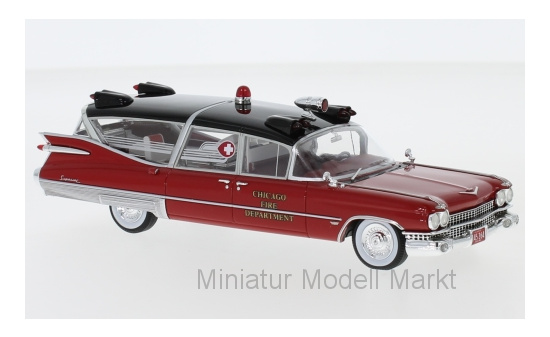 Neo 45264 Cadillac Superior Ambulance, rot, Chicago Fire Department, 1959 1:43