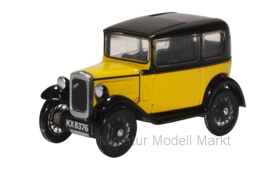 Oxford 76ASS007 Austin Seven Saloon, gelb/schwarz - Vorbestellung 1:76