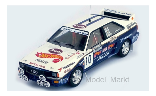 Trofeu RRUK18 Audi quattro, No.10, Mattel - Hot Wheels, National Breakdown Rally, J.Bosch/G.Hodgson, 1987 1:43