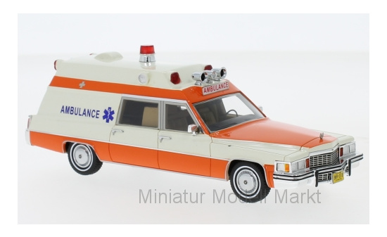 Neo 47240 Cadillac Superior Ambulance, weiss/orange, 1977 1:43