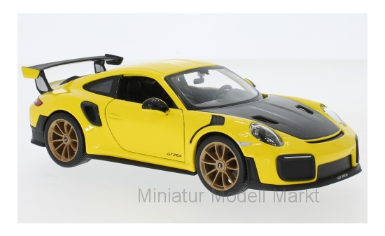 Maisto 531523 Porsche 911 (991.2) GT2 RS, gelb/schwarz, 2018 1:24