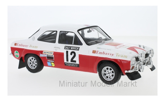 IXO 18RMC024A Ford Escort MK1 RS 1600, No.12, Embassy, RAC Rallye, H.Mikkola/G.Palm, 1971 1:18