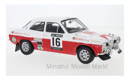 IXO 18RMC024B Ford Escort MK1 RS 1600, No.16, Embassy, RAC Rallye, T.Makinen/H.Liddon, 1971 1:18