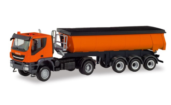 Herpa 311373 Iveco Trakker 4x4 Thermomulden-Sattelzug, kommunalorange 1:87