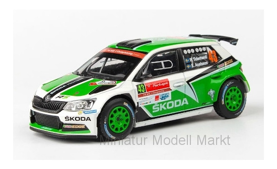 Abrex 143XAB-605TO Skoda Fabia III R5, No.43, Rallye WM, Rallye Portugal, P.Tidemand/E.Axelsson, 2015 1:43