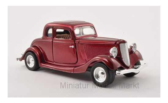 Motormax 73217MET-RED Ford Coupe (Hardtop), metallic-dunkelrot, 1934 1:24