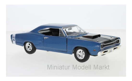 Motormax 73315BLUE Dodge Coronet Super Bee, metallic-blau/schwarz, 1969 1:24