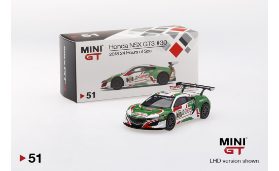 Mini GT MGT00051-L Honda NSX GT3 #30  2018 24 Hours of Spa 1:64